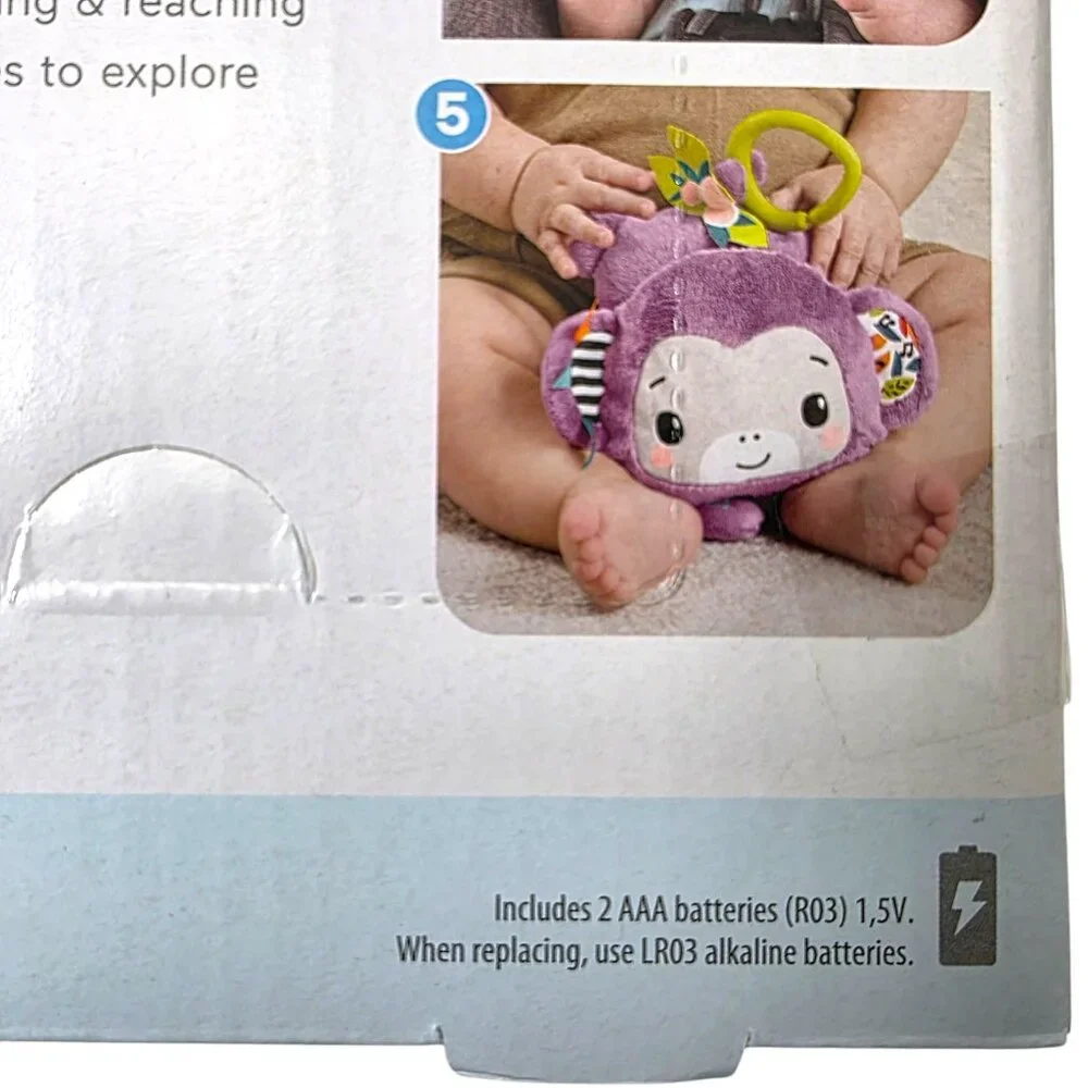 Fisher-Price Baby Stroller Toy Sing & Go Purple Monkey Musical Sensory Plush New